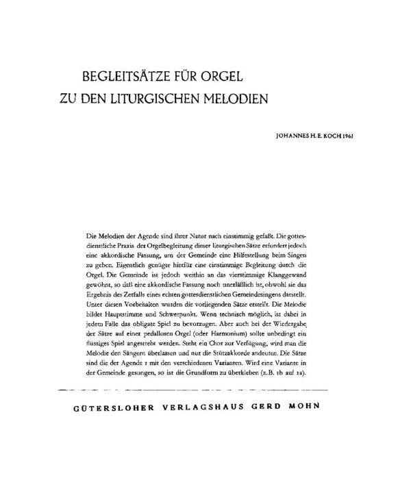 Begleitsätze für Orgel zu den liturgischen Melodien