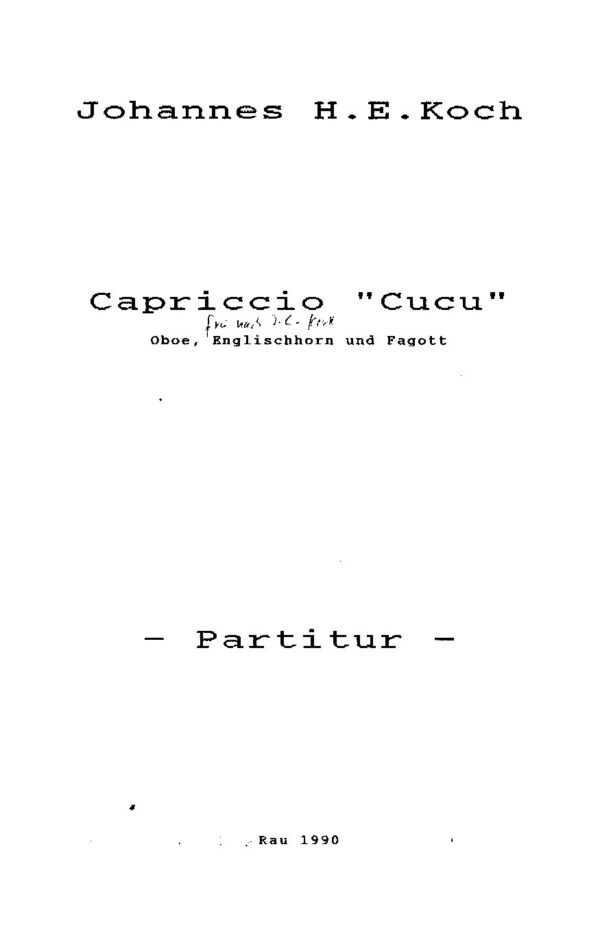 Capriccio "Cucu" frei nach  J.K. Kerll - Oboe, Englischhorn und Fagott