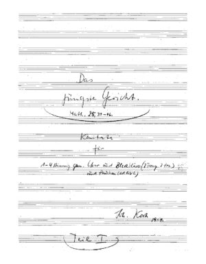 Das jüngste Gericht - Math. 25, 31-46 - Kantat für 1-4stimmig. gem. Chor und Blechbläser (2 Tromp., 2 Pos.) und Pauken (ad libit.)