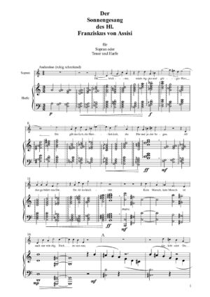 Der Sonnengesang des Hl. Franziskus von Assisi für Sopran oder Tenor und Harfe