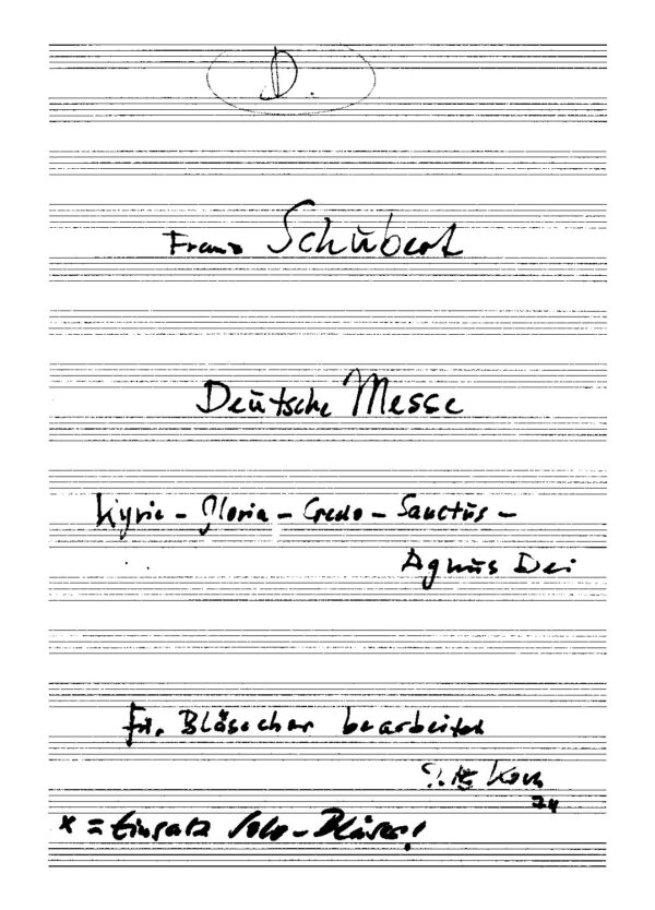 Franz Schubert - Deutsche Messe für Bläserchor bearbeitet