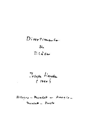 Divertimento für Bläser - Joseph Haydn (1760)