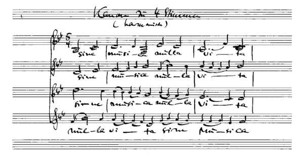 Kanon zu 4 Stimmen (harmonisch) - Sine musica nulla vita
