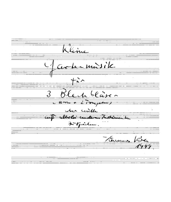 Kleine Gartenmusik für 3 Blechbläser (Horn + 2 Trompeten) oder auch auf allerlei anderen Instrumenten zu spielen