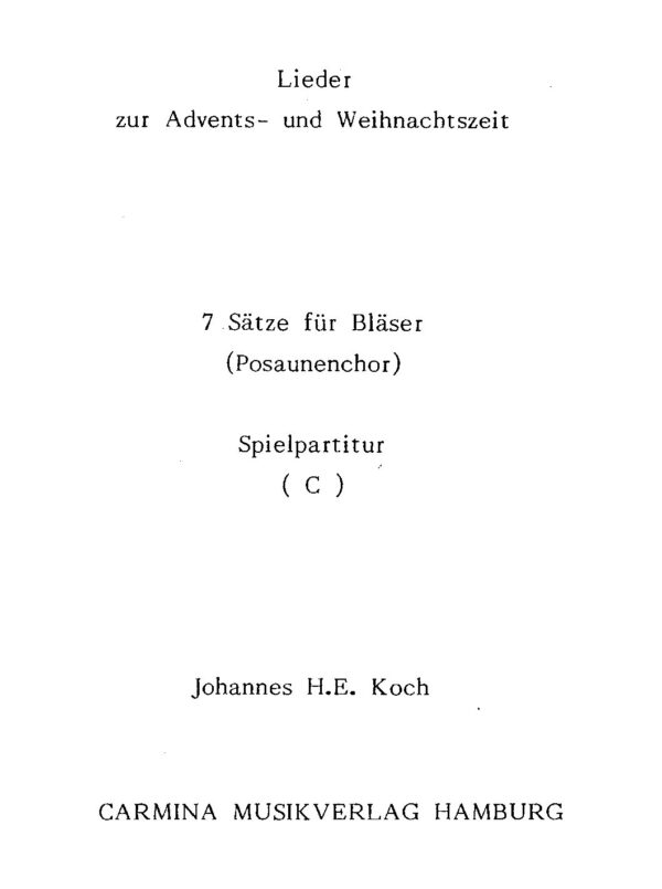Lieder zur Advents- und Weihnachtszeit - 7 Sätze für Bläser (Posaunenchor)