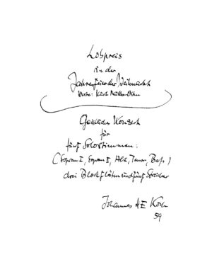 Lobpreis in der Jahresfeier der Weihnacht - Geistliches Konzert für fünf Solostimmen (Sopran I, Sopran II, Alt, Tenor, Bass), drei Blockflöten und fünf Streicher
