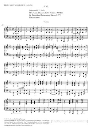 Michael-Praetorius-Variationen für Blechbläser-Quintett und Klavier