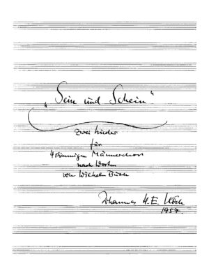 "Sein und Schein" - zwei Lieder für 4stimmigen Männerchor nach Worten von Wilhelm Busch