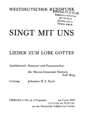 Singt mit uns - Lieder zum Lobe Gottes