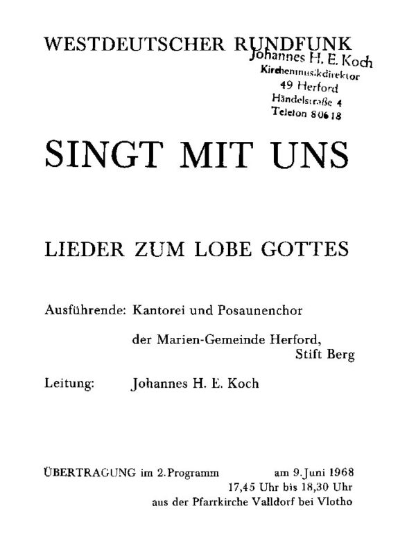 Singt mit uns - Lieder zum Lobe Gottes