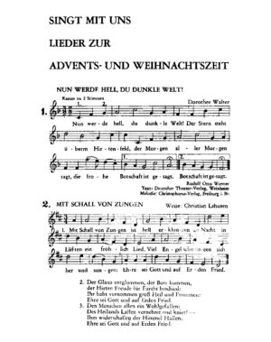 Singt mit uns Lieder zur Advent- und Weihnachtszeit