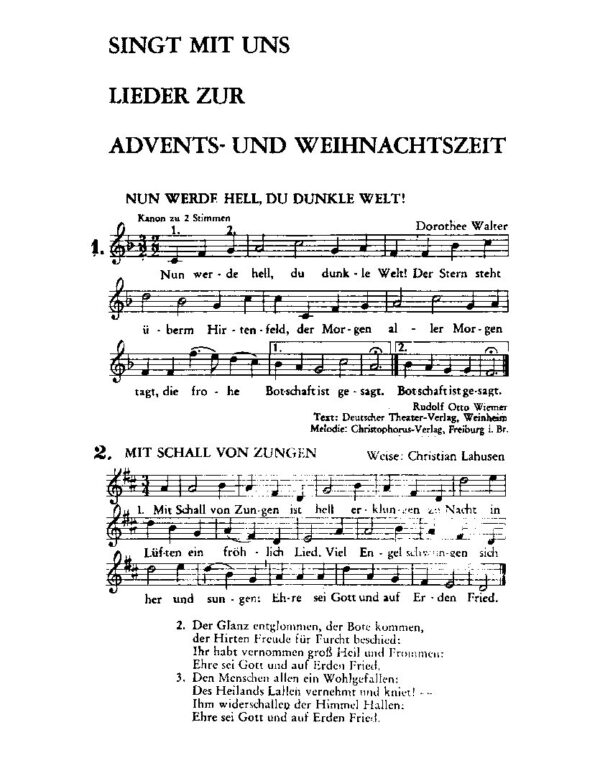 Singt mit uns Lieder zur Advent- und Weihnachtszeit