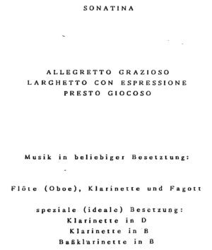 Sonatina in beliebiger Besetzung: Flöte (Oboe), Klarinette und Fagott