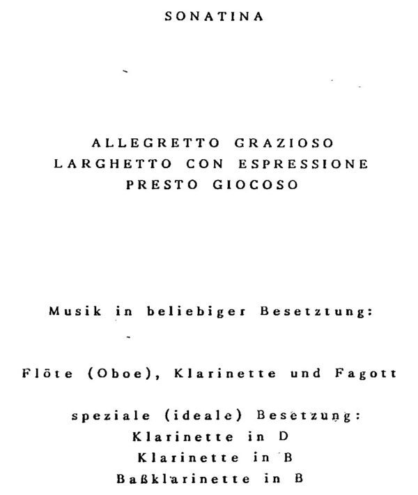Sonatina in beliebiger Besetzung: Flöte (Oboe), Klarinette und Fagott