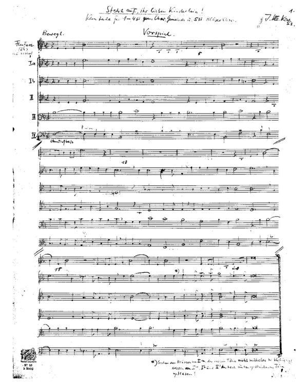 Steht auf, ihr lieben Kinderlein! Kantate für 1-4st. gem. Chor, Gemeinde u. 5st. Bläser-Chor