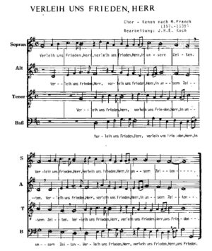 Verleih uns Frieden, Herr - Chor-Kanon nach M. Franck (1576-1639)