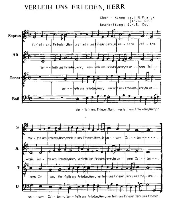 Verleih uns Frieden, Herr - Chor-Kanon nach M. Franck (1576-1639)