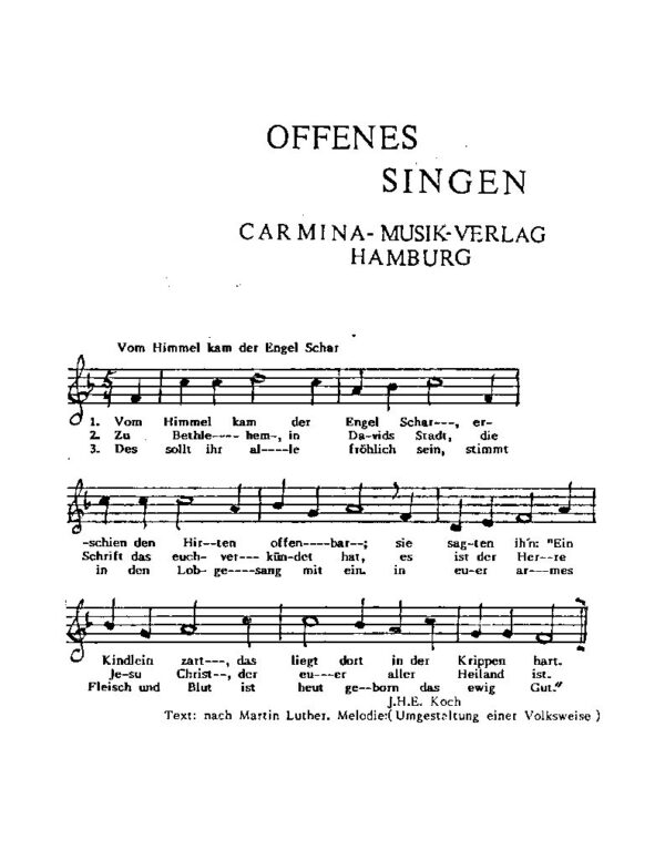 Offenes Singen - Vom Himmel kam der Engel Schar