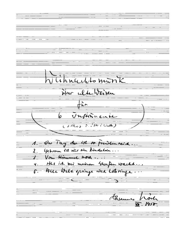 Weihnachtsmusik über alte Weisen für 6 Instrumente (3 Blas- u. 3 Streichinstr.)